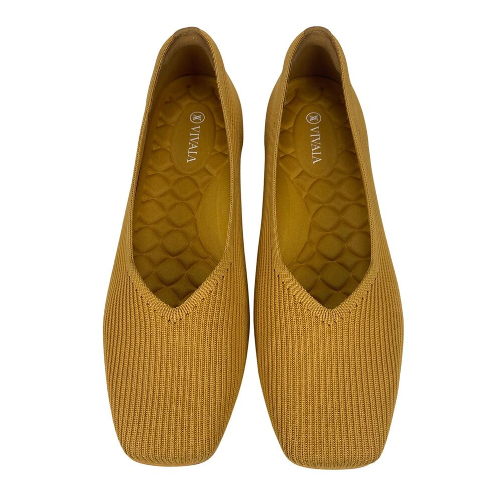 Vivaia Square Toe V Cut Ballet Flat Margot 2.0 Ginger Yellow Size 41 / 9.5 US - Picture 4 of 9